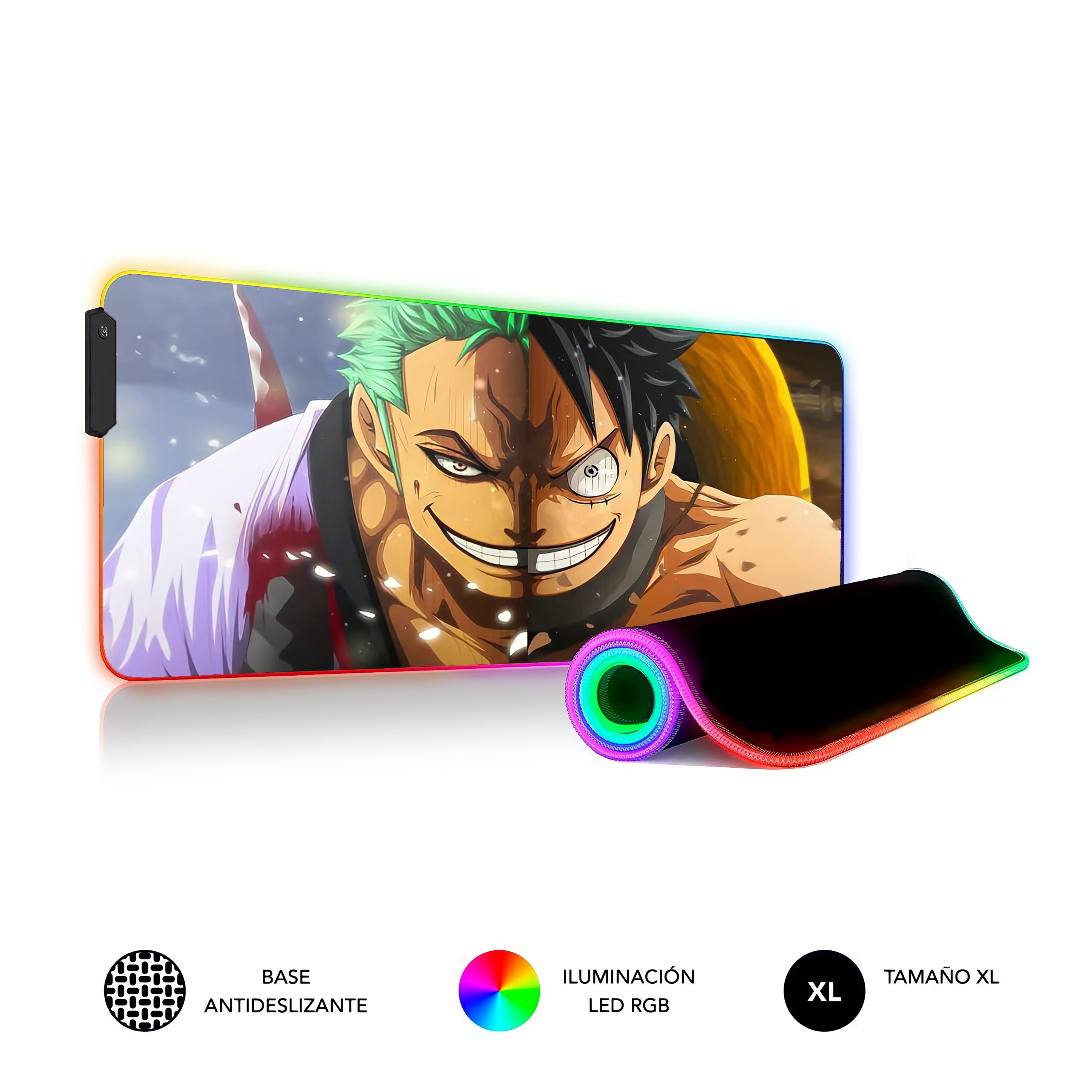 Alfombrilla rgb xxl one piece con todos los personajes del anime