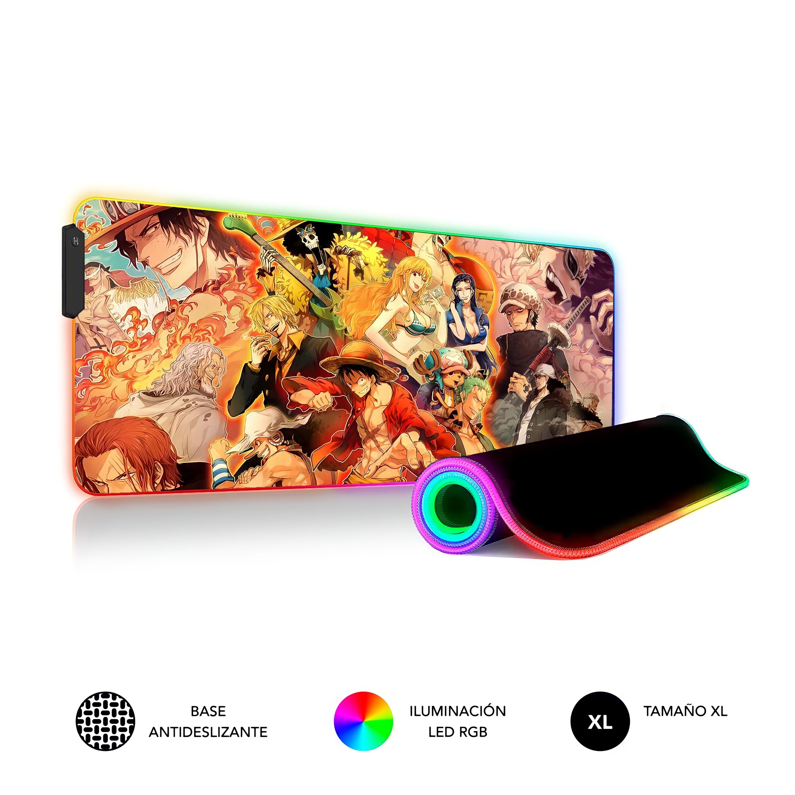 Alfombrilla rgb xxl one piece con todos los personajes del anime