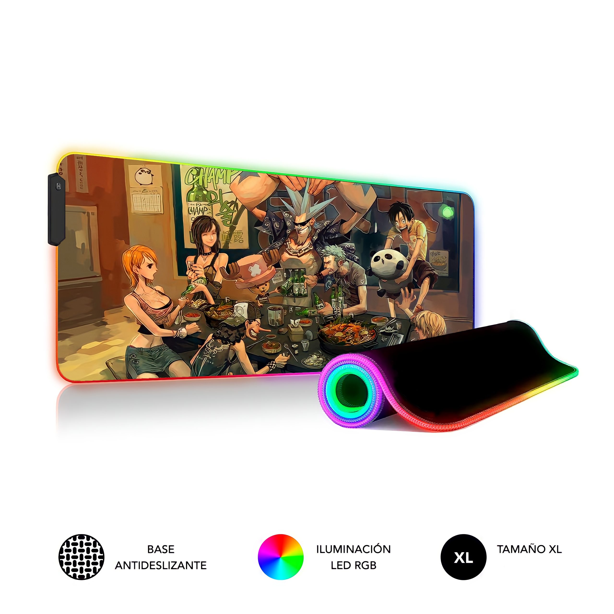 Alfombrilla rgb xxl one piece con todos los personajes del anime